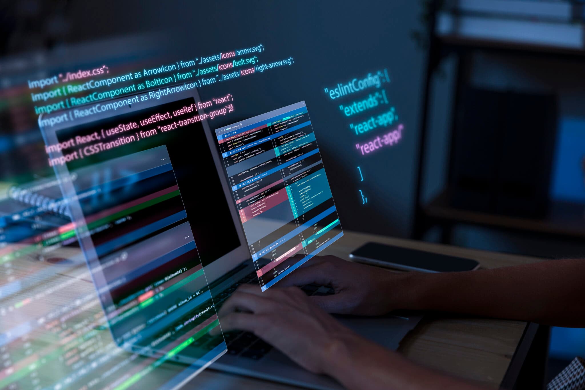 Programming Background With Person Working With Codes Computer 2048x1365